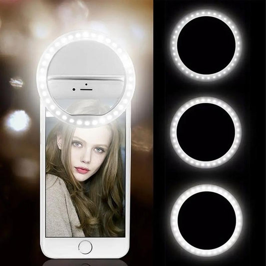 USB Charge Led Selfie Ring Light Mobile Phone Lens LED Selfie Lamp Ring for Iphone for Samsung Xiaomi Phone Selfie Light Accessories Compact Clip Tablet Cellphone Smartphone