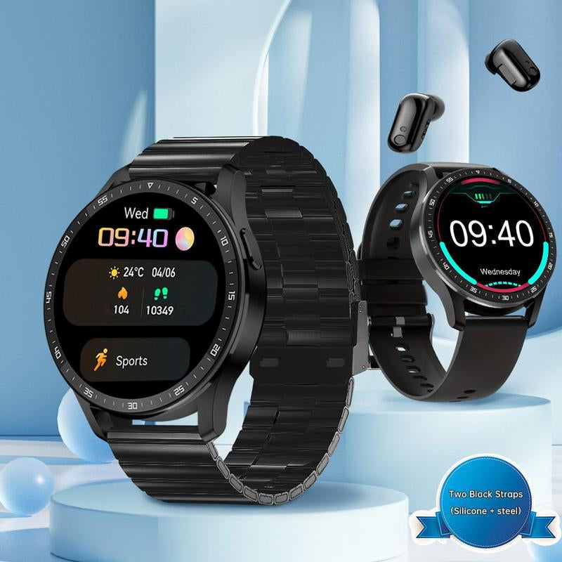 2-in-1 Smartwatch with Built-In Bluetooth Earbuds, Touch Screen, Waterproof Design, Health Monitoring, and Call Reminder for Android & iOS - Ideal Summer Gift.