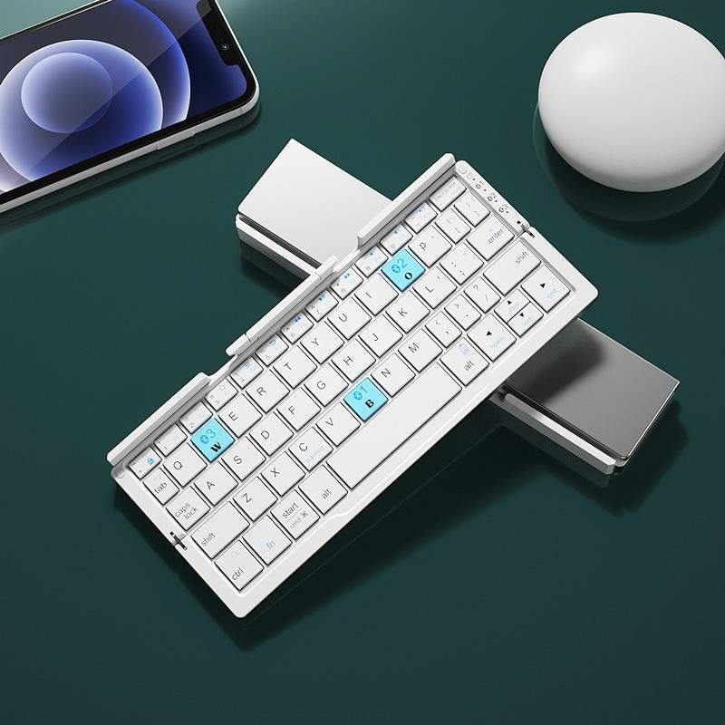 Pockettype Wireless Mini Folding Bluetooth Keyboard with Stand for iOS and Android.