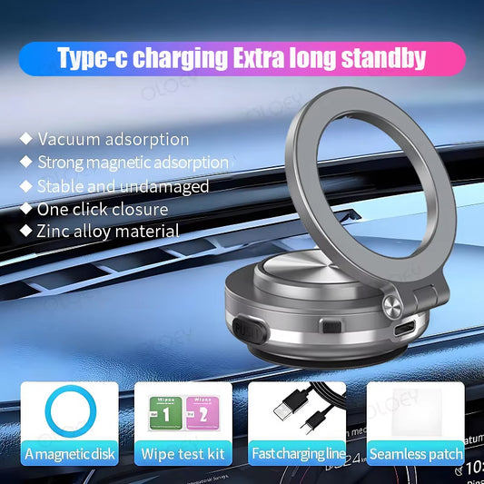 C1 New Vacuum Phone Holder Suction Cup Folding Car Phone Stand Navigation Stand Suitable for Iphone 12/13/14/15 Series Models.