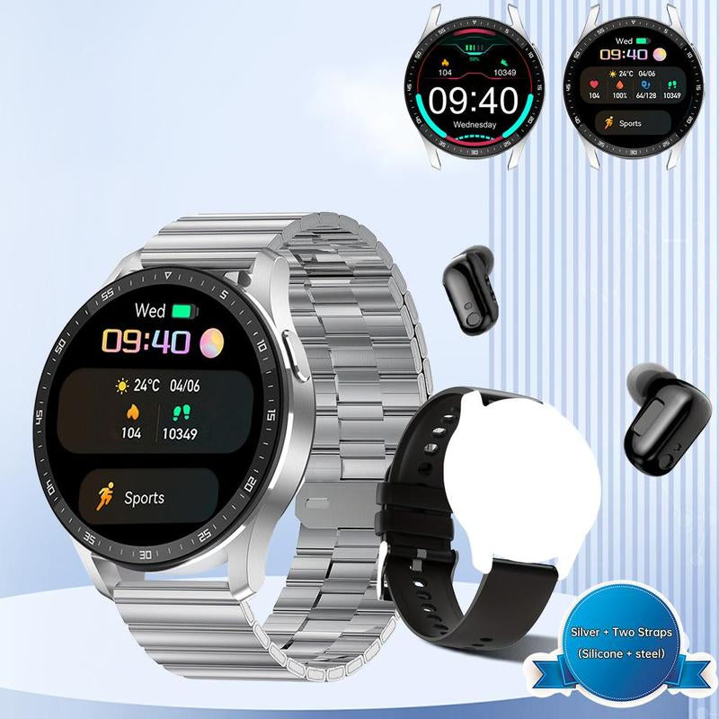 2-in-1 Smartwatch with Built-In Bluetooth Earbuds, Touch Screen, Waterproof Design, Health Monitoring, and Call Reminder for Android & iOS - Ideal Summer Gift.