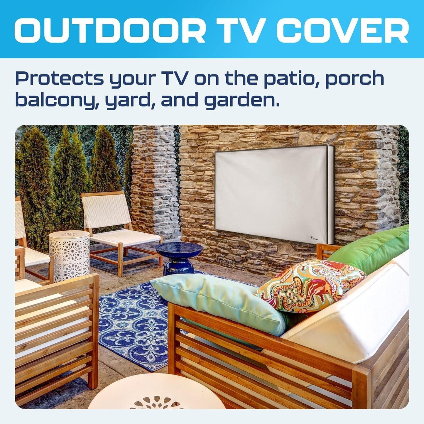 Outdoor TV Cover 50 Inch Weatherproof | TV Cover for outside | 50 Inch TV Cover Outdoor Waterproof Smart Shield TV Screen Protector for Outside-Gray.