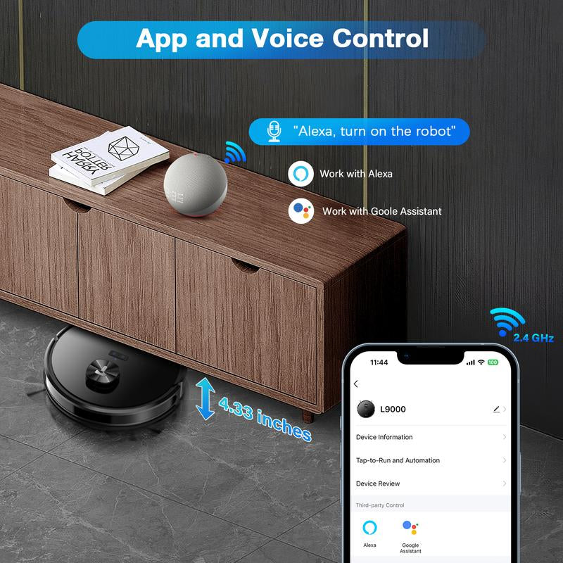 Tikom L9000 Robot Vacuum and Mop Combo with Lidar Navigation, Robotic Vacuum Cleaner with 4000Pa Suction,150Min Max, 14 No-Go Zones, Smart Mapping, Good for Pet Hair, Carpet, Hard Floor Hardwood Floor
