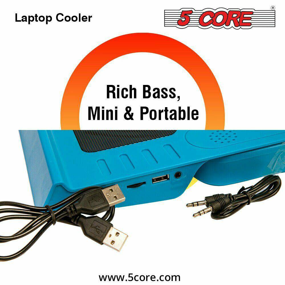 5 Core Laptop Cooler Cooling Pad Ultra-Slim Portable Design USB