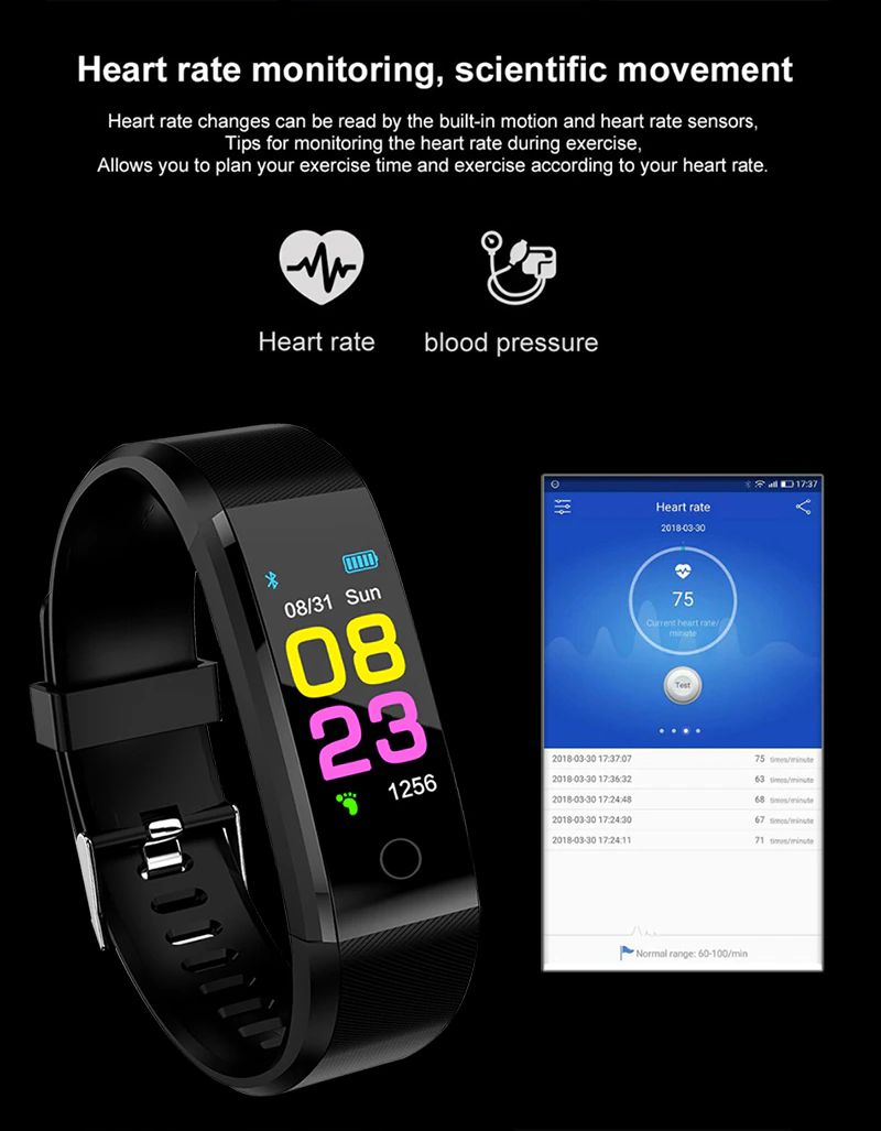 Fitness Smart Watch Activity Tracker Heart Rate For Women Men Oxygen