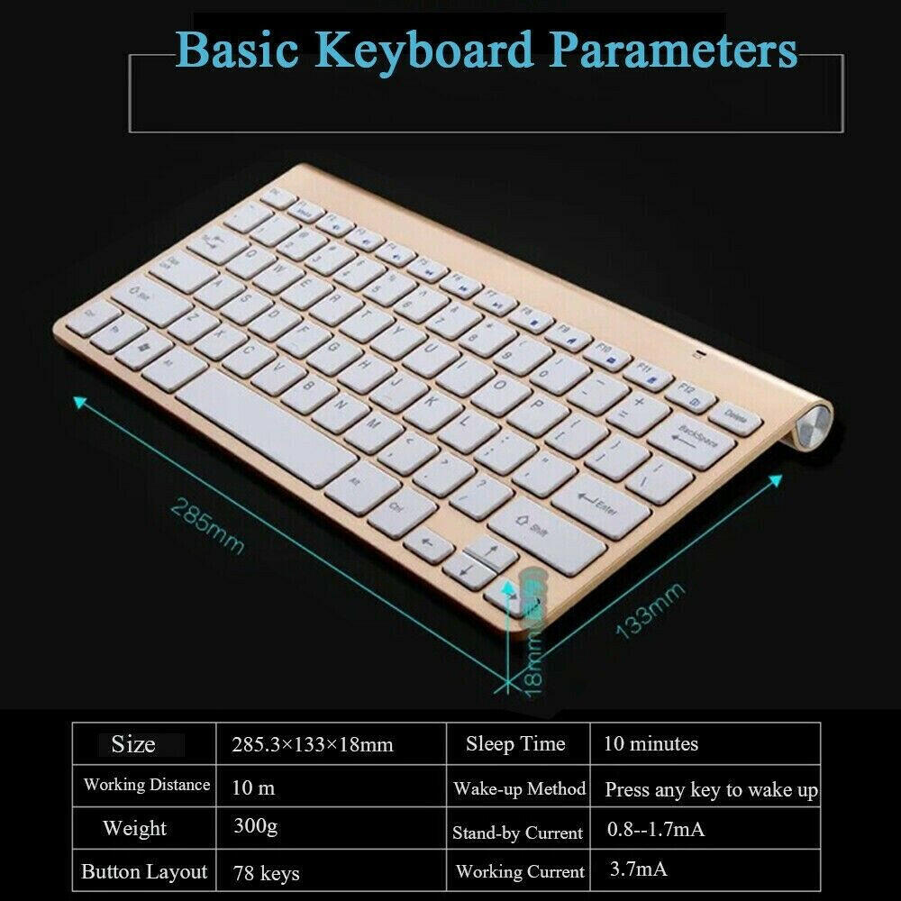 Mini Wireless Keyboard And Mouse Set Waterproof 2.4G For Mac Apple PC