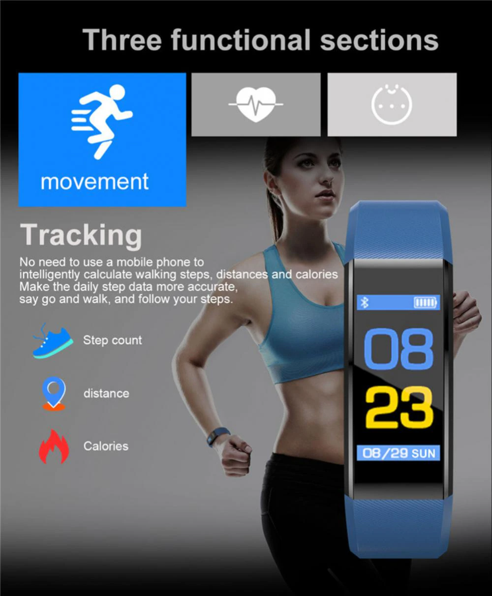 Fitness Smart Watch Activity Tracker Heart Rate For Women Men Oxygen