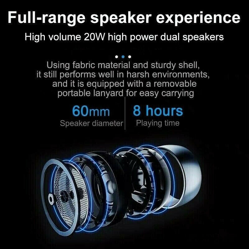 Bluetooth Speaker Wireless Waterproof Outdoor Stereo Bass USB/TF/FM