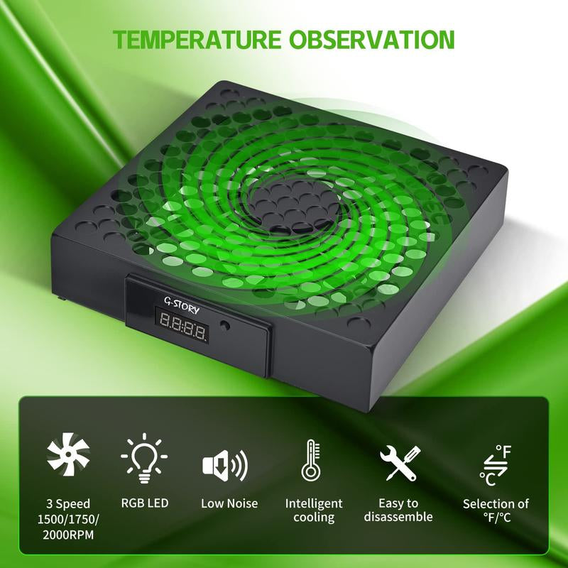 G-STORY Cooling Fan for Xbox Series X with Automatic Fan Speed Adjustable by Temperature, LED Display, High Performance Cooling, Low Noise, 3 Speed 1500/1750/2000RPM (140MM) with RGB LED Console Portable.