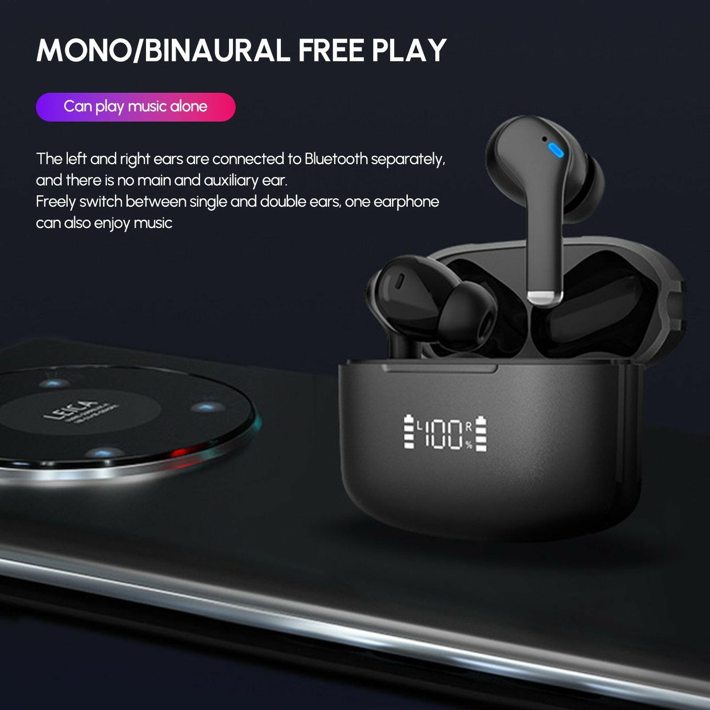 Dual Noise Cancelling True Wireless Earbuds Bluetooth Headphones