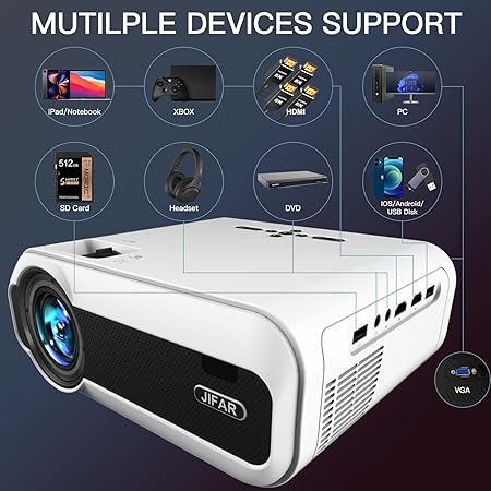 Devanti Mini Video Projector Wifi USB HDMI Portable 2000 Lumens HD