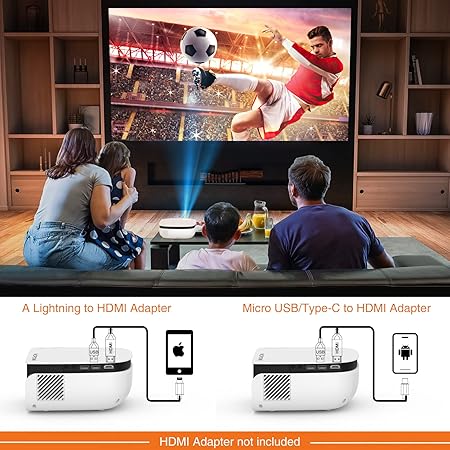 Devanti Mini Video Projector Wifi USB HDMI Portable 2000 Lumens HD