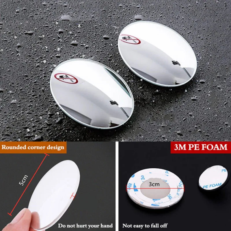 360 Degree Car Blind Spot Rear View Mirror Wide Angle Adjustable Small round Mirror Car Reverse Auxiliary Rearview Convex Mirror.