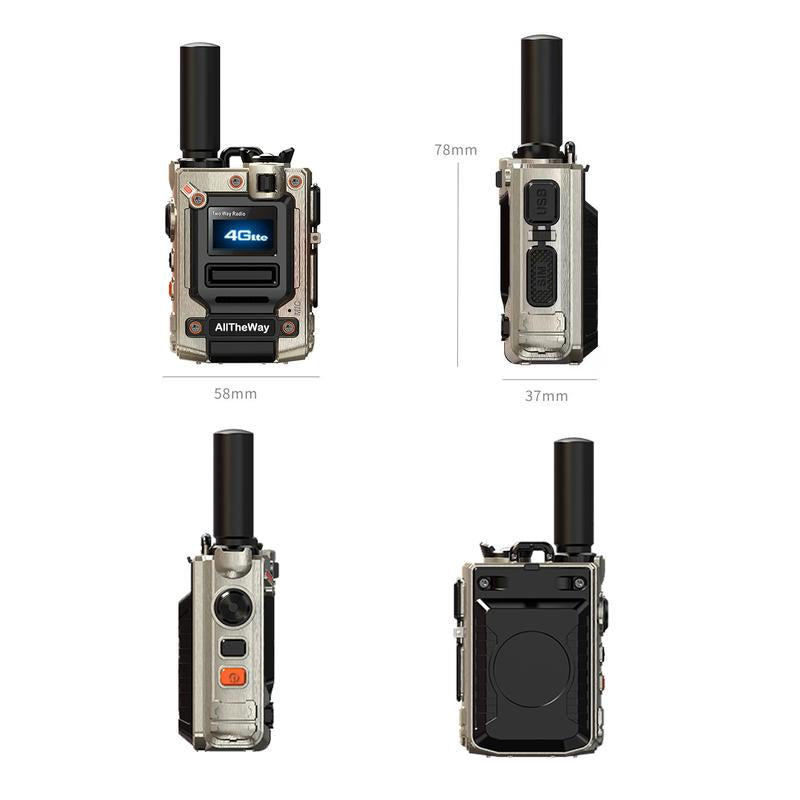 Global Walkie Talkie Unlimited Range & Professional Intercom-Compact Audio with SIM Card Aluminum Clip Communication Durable Chargeable（2 Pack).