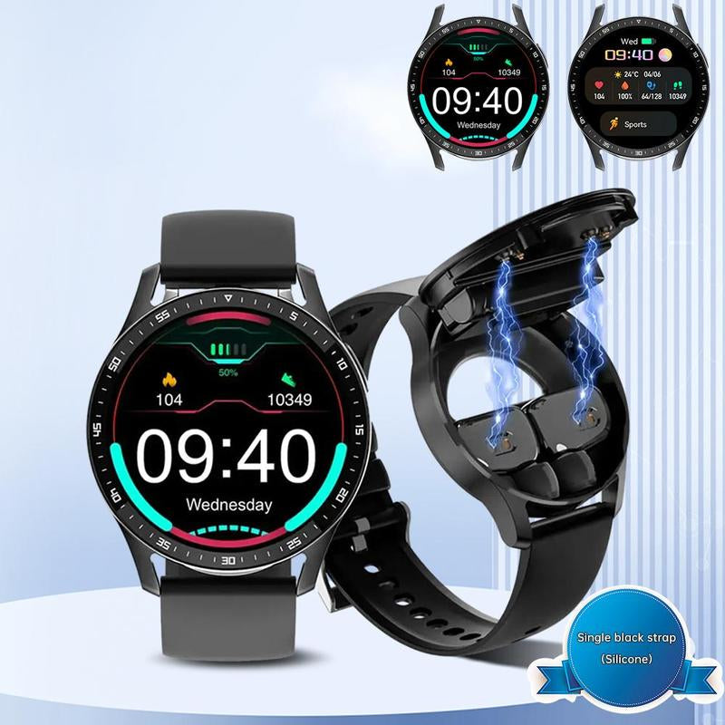 2-in-1 Smartwatch with Built-In Bluetooth Earbuds, Touch Screen, Waterproof Design, Health Monitoring, and Call Reminder for Android & iOS - Ideal Summer Gift.