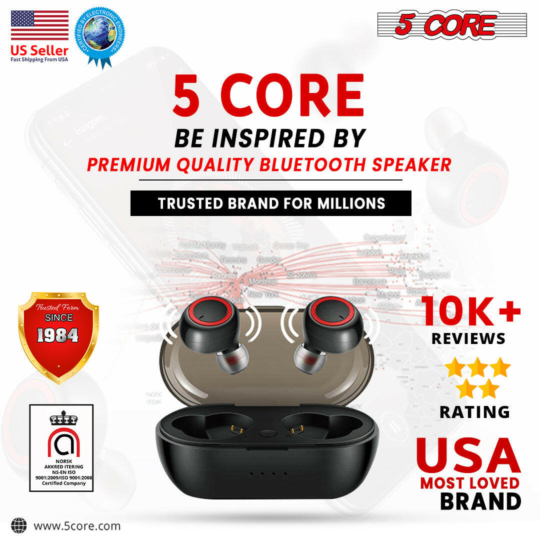 5 Core Wireless Ear Buds Mini Bluetooth Earbud Noise Cancelling