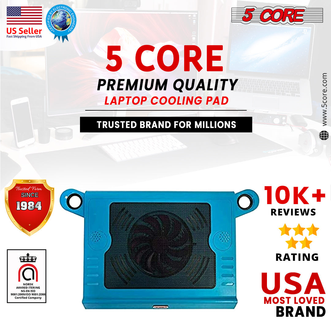 5 Core Laptop Cooler Cooling Pad Ultra-Slim Portable Design USB