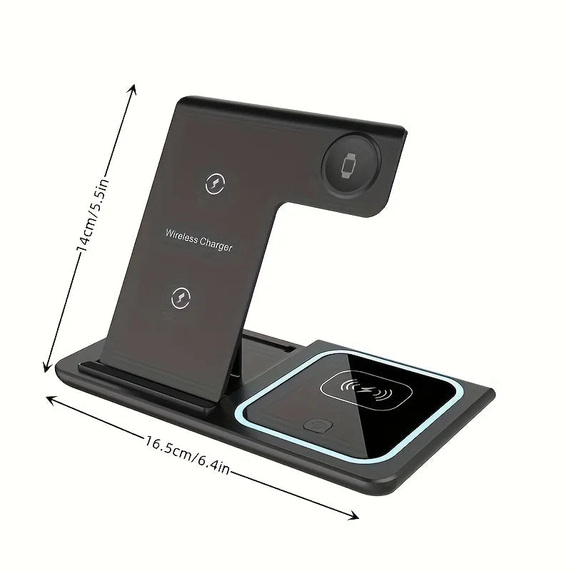 Foldable 3 In 1 Fast 15w QI Wireless Charging Station