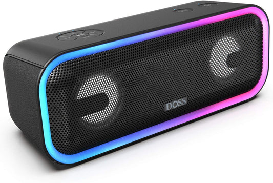 Soundbox Pro+ Bluetooth Speaker - 24W Stereo Sound, Enhanced Bass, IPX6 Waterproof, 15-Hour Playtime, Wireless Stereo Pairing, Multi-Color Lighting, Portable for Outdoor, Home, Party, and Beach Use