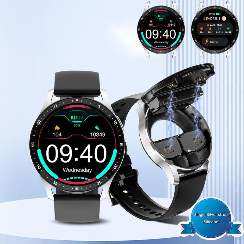 2-in-1 Smartwatch with Built-In Bluetooth Earbuds, Touch Screen, Waterproof Design, Health Monitoring, and Call Reminder for Android & iOS - Ideal Summer Gift.