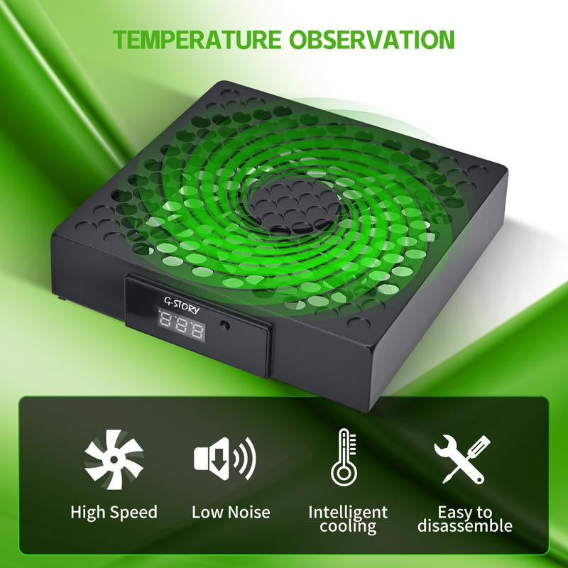 G-STORY Cooling Fan for Xbox Series X with Automatic Fan Speed Adjustable by Temperature, LED Display, High Performance Cooling, Low Noise, 3 Speed 1500/1750/2000RPM (140MM) with RGB LED Console Portable.