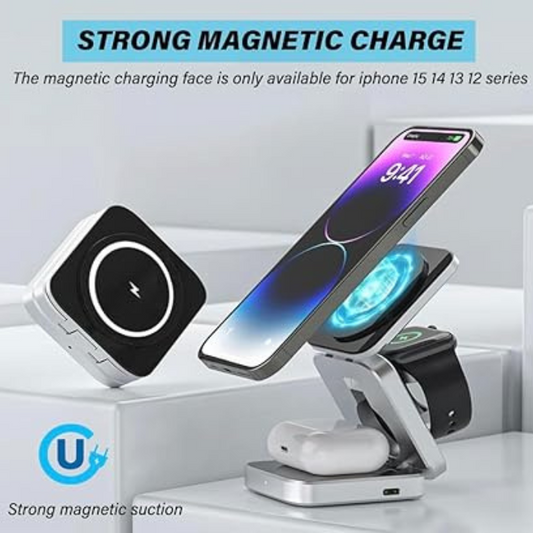 Foldable 3 in 1 Wireless Charging Phone Stand