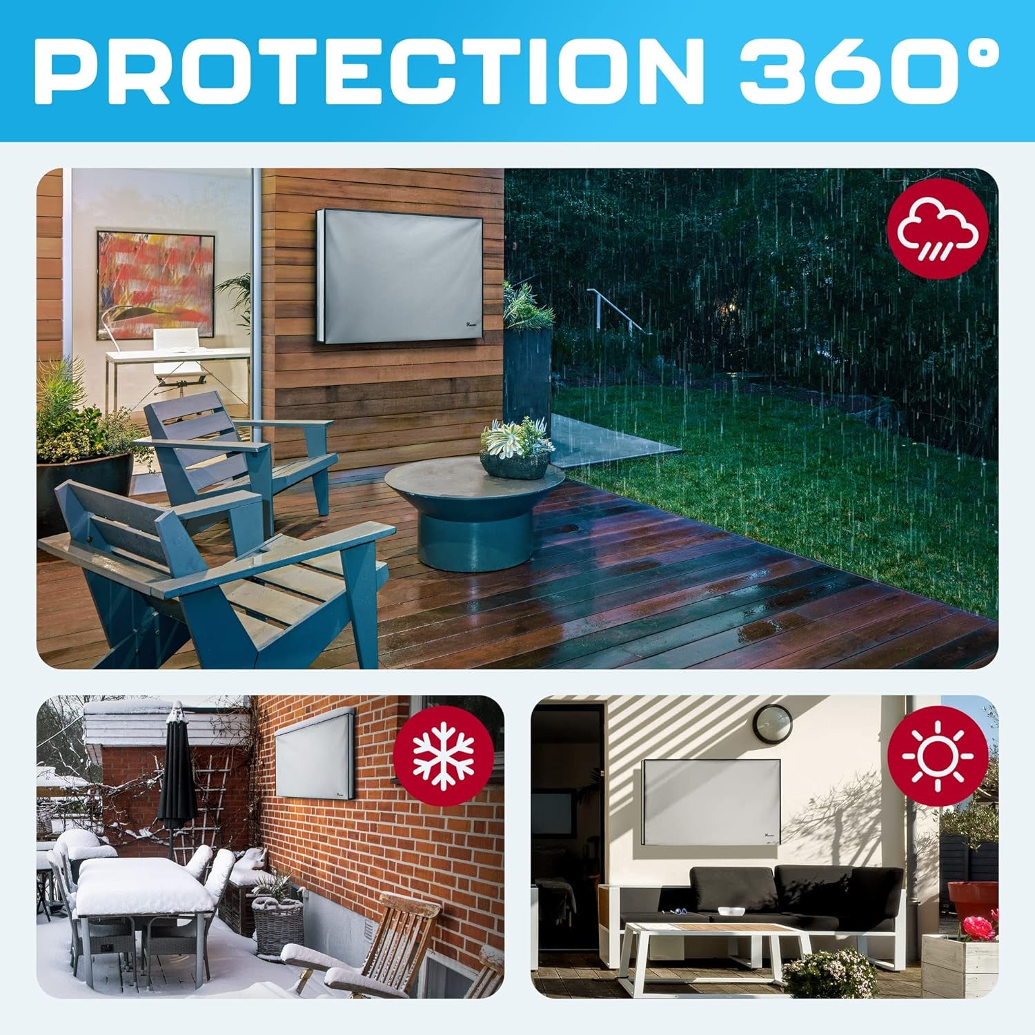 Outdoor TV Cover 50 Inch Weatherproof | TV Cover for outside | 50 Inch TV Cover Outdoor Waterproof Smart Shield TV Screen Protector for Outside-Gray