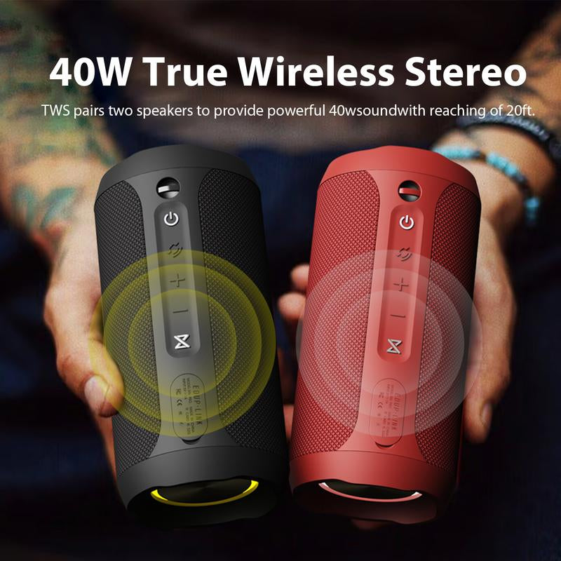 EDUPLINK Bluetooth Speaker, Portable Wireless Speakers, Waterproof IPX7 Speaker, TWS Pairing Stereo, Built in Microphone, Long Playtime for Home, Travel, Red