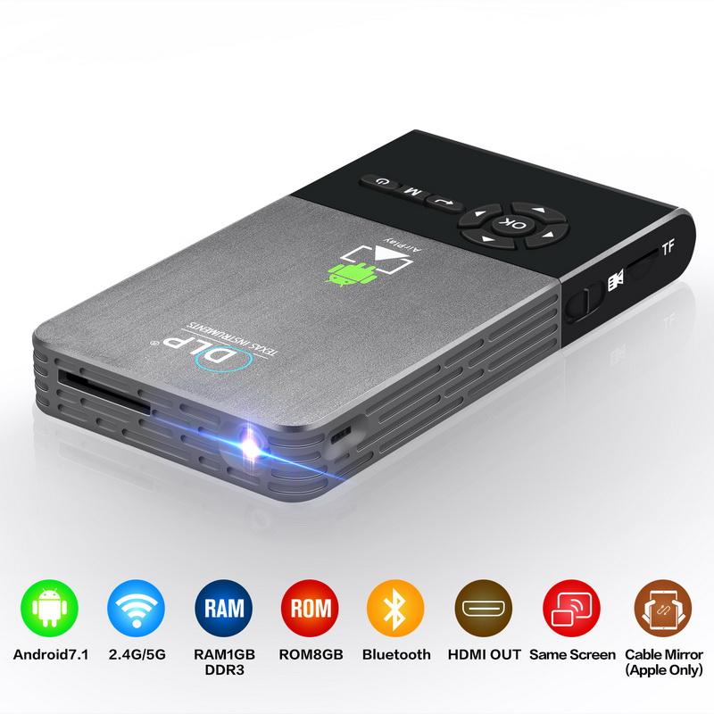 C2 DLP Projector Full HD Portable Wifi Project Android 7.1 1G/8G LED