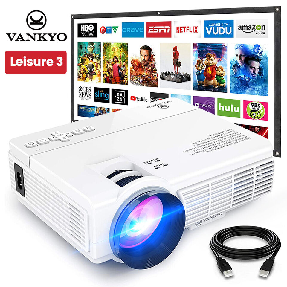 LCD Video Projector with Carrying Case Mini Movie Projector with HDMI