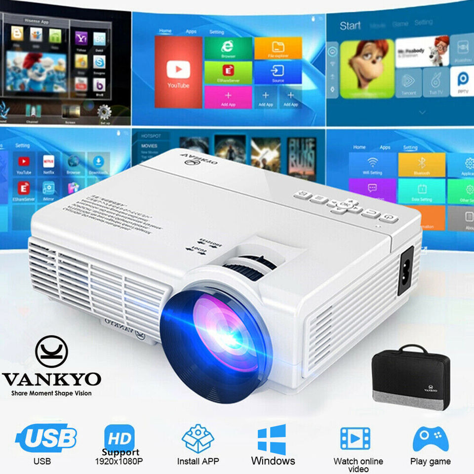 LCD Video Projector with Carrying Case Mini Movie Projector with HDMI