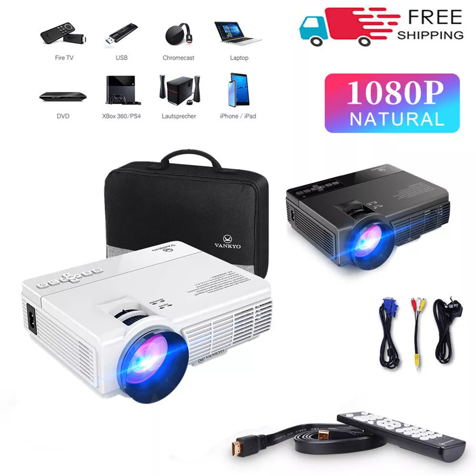 LCD Video Projector with Carrying Case Mini Movie Projector with HDMI